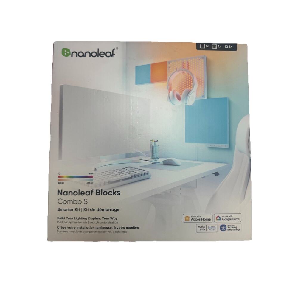 Nanoleaf Blocks Combo S Smarter Kit RGBW WiFi Wall Lights 4 Panels New Sealed
